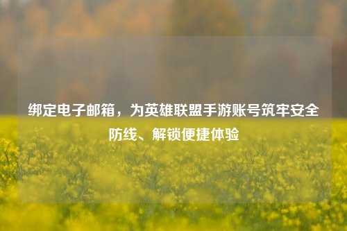 绑定电子邮箱,为英雄联盟手游账号筑牢安全防线、解锁便捷体验