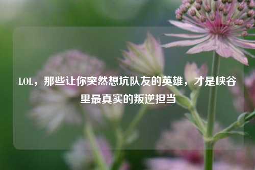 LOL,那些让你突然想坑队友的英雄,才是峡谷里最真实的叛逆担当