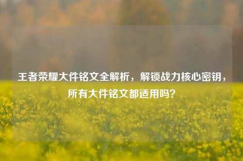 王者荣耀大件铭文全解析,解锁战力核心密钥,所有大件铭文都适用吗?