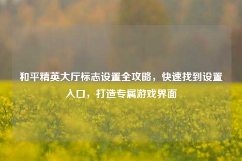 和平精英大厅标志设置全攻略,快速找到设置入口,打造专属游戏界面