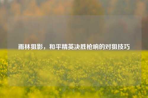 雨林狙影,和平精英决胜枪响的对狙技巧