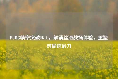 PUBG帧率突破2K+,解锁丝滑战场体验,重塑对局统治力